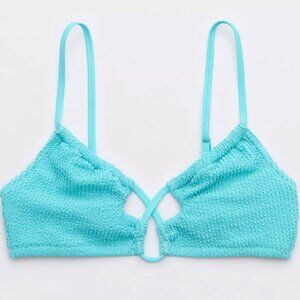 NWT Aerie Shimmery Crinkle Lace Up Scoop Bikini Top XS